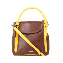 Beau Design stylish Brown Imported PU Leather Handbag With Double Handle For Women's/Ladies/Girls